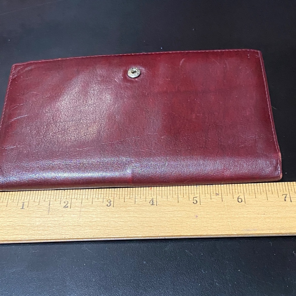 Elegant Sport Gold-Pfeil W. Germany burgundy checkbook Leather Wallet - Picture 2 of 16